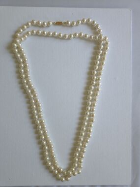 Vintage Long Knotted Pearl Rope Necklace